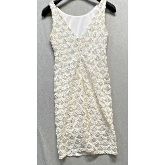 SD Sandra Darren Collection Womens Sequin Dress Size 6 Ivory Sleeveless - Picture 7 of 11